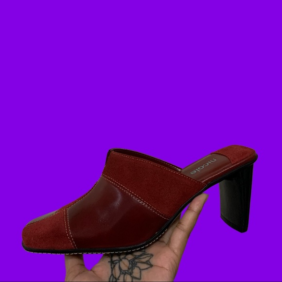 Vintage Y2K Patchwork Square Toe Mules W6 - Picture 1 of 4